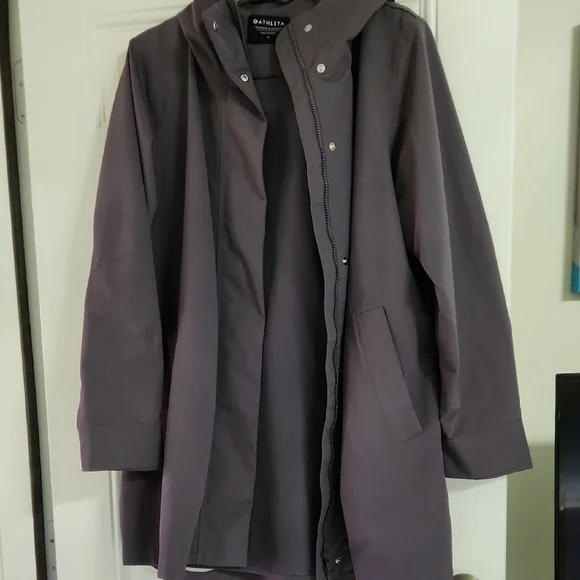 ATHLETA WOMENS PLUM Purple Hooded Raincoat - Picture 1 of 14